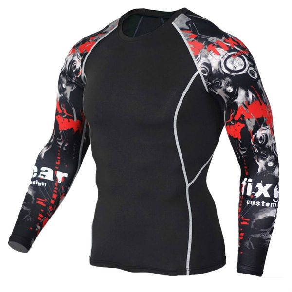 

новые 3d compression рубашка мужчины черепа топы running shirt мужчины культуризм футболка мма длинным рукавом rashguard gym фитнес спортивн