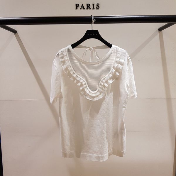 

collar sleeves summer color short shirt spring round cotton fashion ruffle detail m3118 lace up t-shirt pure 2019 back dgses, Black