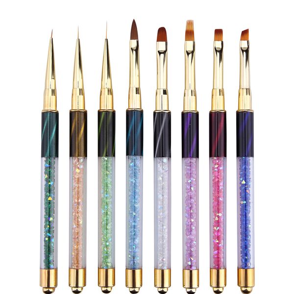 

nail art stripe lines liner painting cat eye brush acrylic uv gel extension builder drawing rhinestone handle pen nail supplies, Silver