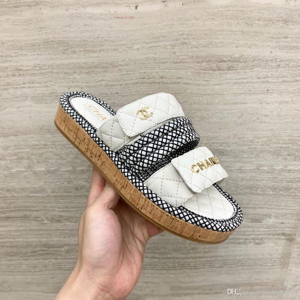 

2019 Sheepskin material Women Fashion Shoes Women Cross Strap Chunky Heel Sandal Thick High-Heeled Flip Flop Open Toe Sandal Platform