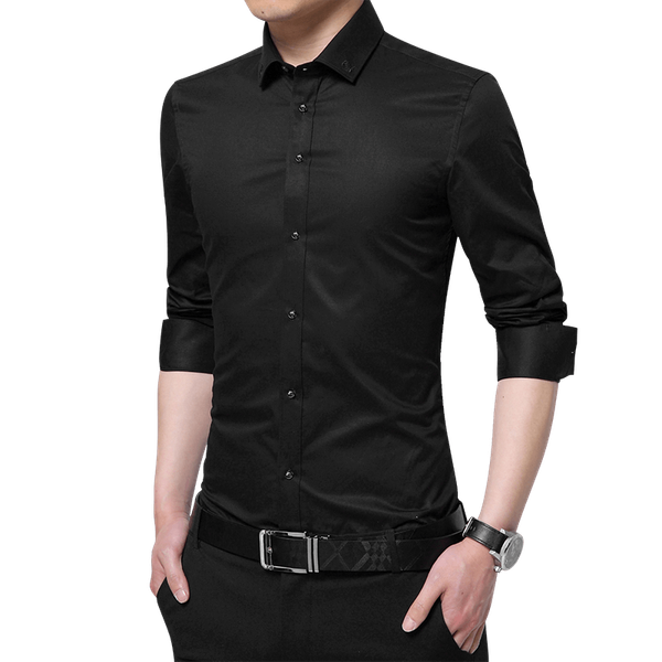 

men's dress shirts shirt european size slim fit solid color long sleeve british style cotton office business r, White;black