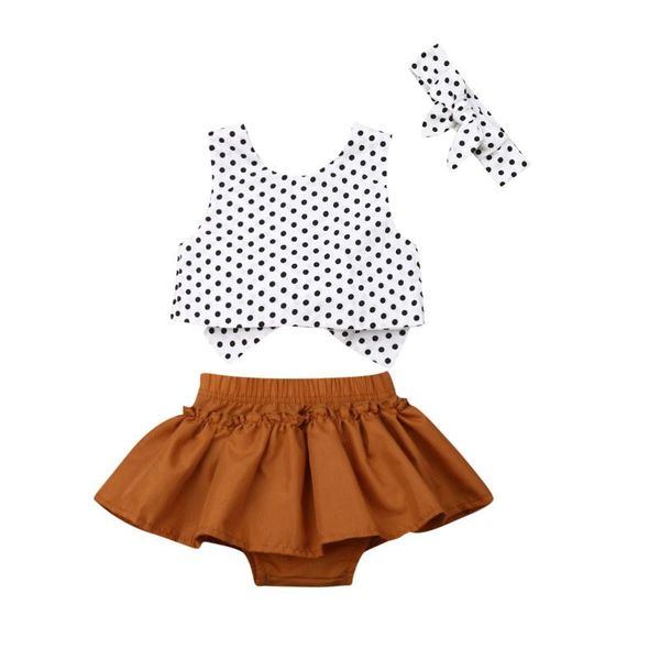

summer infant baby girl clothes sets polka dot vest+skirts shorts+headband 3pcs toddlers baby girl outfits cotton set 0-24m, White
