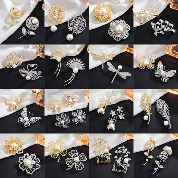 

flowers butterfly brooches pins for women rhinestone crystal insect brooch pin jewelry broche femme bijoux, Gray