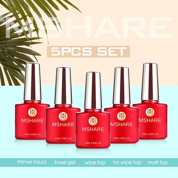 

mshare primer base coat long time shinning soak off gel nail polish no sticky layer non-cleansing, Red;pink