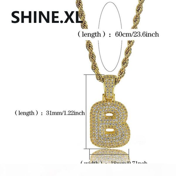 

micropave zircon custom name bubble letters iced out pendant necklace with rope chain personalized for men, Silver