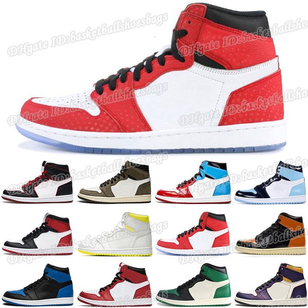 

travis scotts jumpman 1 1s men women basketball shoes bloodline fearless spiderman chicago unc 3 mens trainers sports sneakers