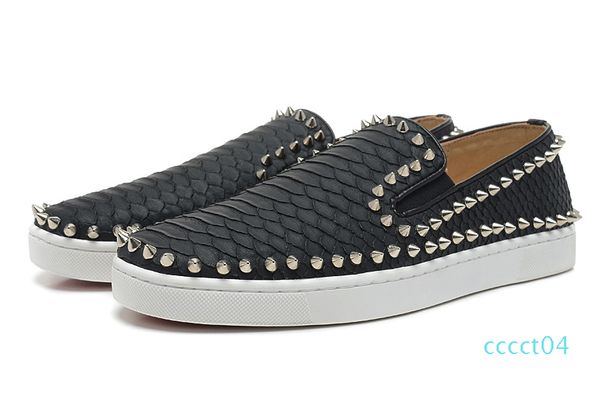 

red bottom sneakers luxury loafers party wedding,roller boat designer snakeskin leather with spikes studded trainers for mens womens ct04, Black