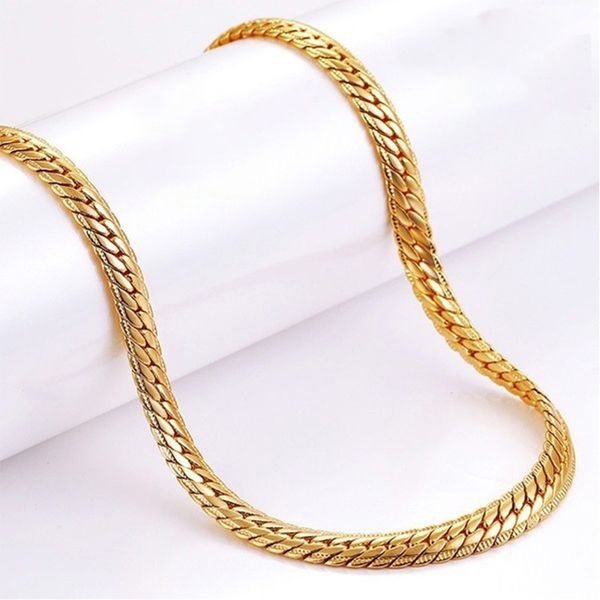 

5mm fashion jewelry men women gold necklace sideways snake chain necklace 24 inch rock rapper chain hip hop jewelry, Silver