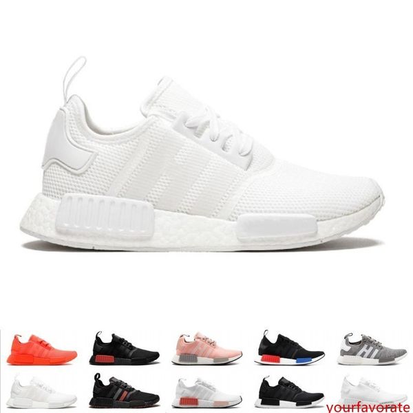 

nmd r1 primeknit running shoes men women triple black white og classic tri-color grey oreo japan red fashion sports sneakers size 5-11 cheap