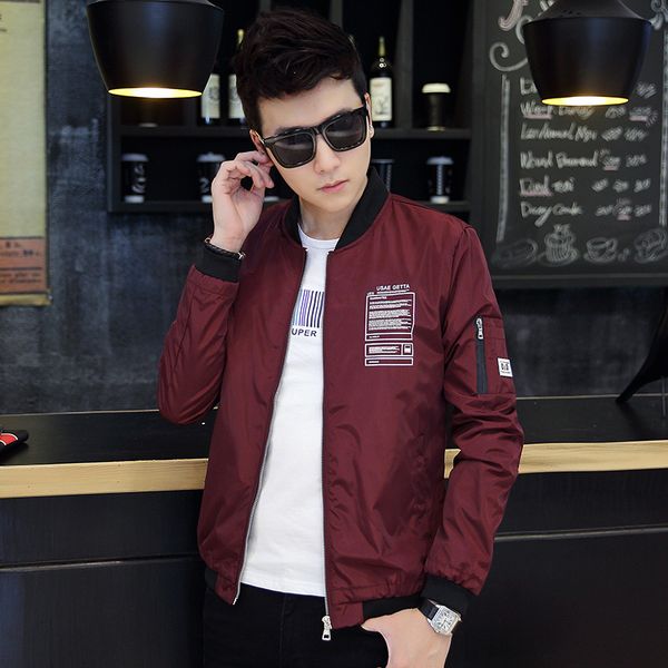 

vogue of new fund of 2017 baseball uniform men's collar jacket trend, Black;brown