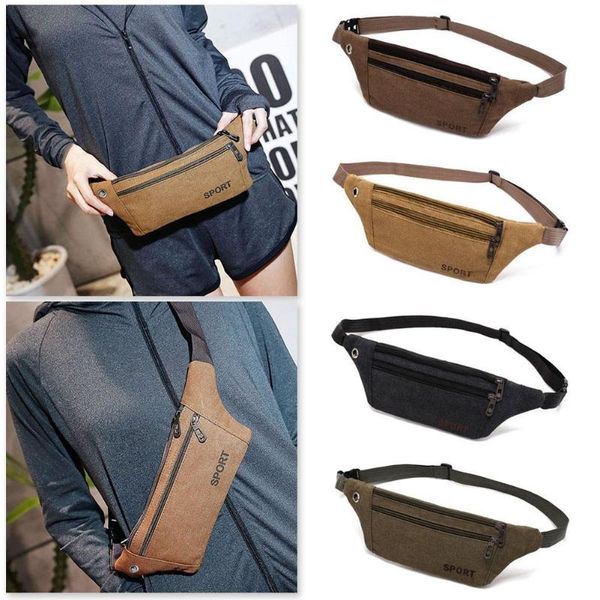 

1pcs outdoor sports canvas waist bag waterproof climbing bag women chest fitness men equipment sports waist mobile phone ru d9s7