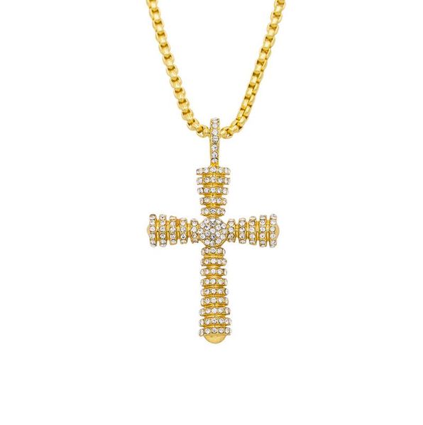 fjxphip hop Jesus Cross Pendant collane con ciondolo da uomo per uomo donna designer di lusso pendenti da uomo catena d'oro ne