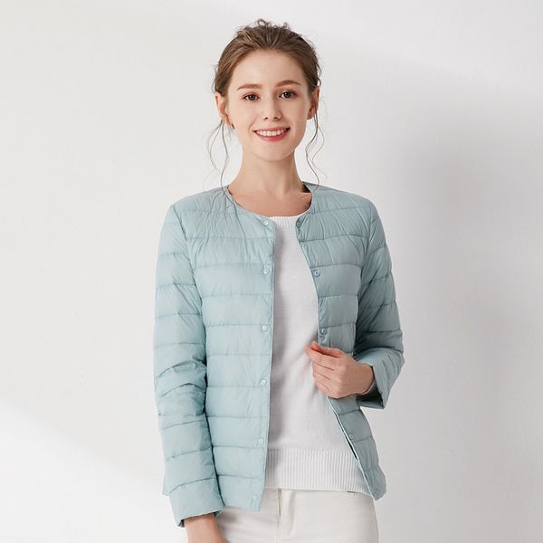 

chaqueta mujer white 2019 down jacket women short white duck down outwear loose casual coat ultra light jackets over size, Black