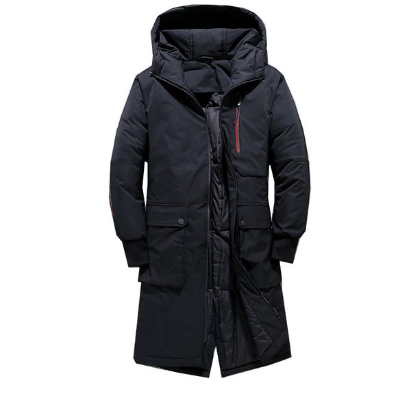 

hooded extra long 91% duck down overcoat men casual winter outwear down jacket male thick coat fashion puffer jacket, Black