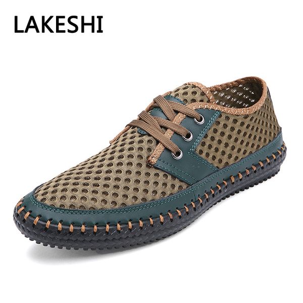 

2018 men sandals mesh summer shoes lace-up breathable men casual shoes plus size 44 45 46, Black
