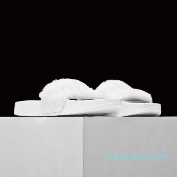 

2017 new rihanna leadcat fenty fashion color slipper faux fur burgundy slide slippers ladies indoor purple pink sandals c19, Black