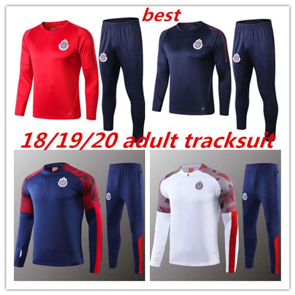 

2019 2020 chivas de guadalajara soccer tracksuit 18 19 mexico training suit america cougar football jacket sportswear set, Black