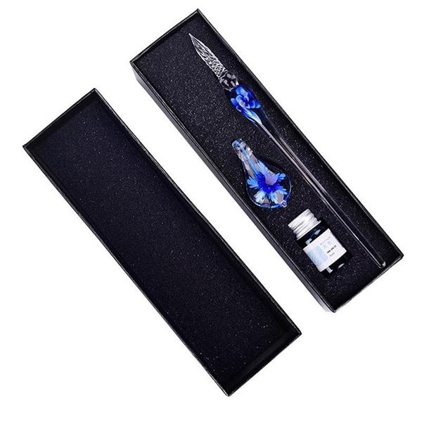 

glass dip pen faux crystal ink signature inside flower for writing art decor gift