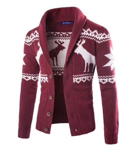 

new sweater male deer sweater christmas men's ethnic cardigan men's european and american thick outcoat, White;black