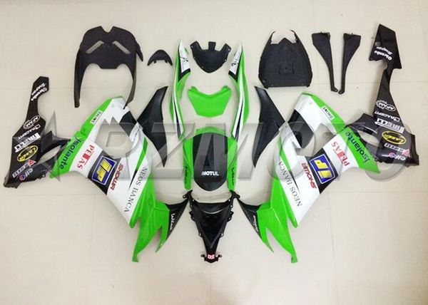 

4gifts new abs motorcycle full fairings set fit for kawasaki ninja zx-10r zx10r 2008 2009 2010 08 09 10 10r green white black