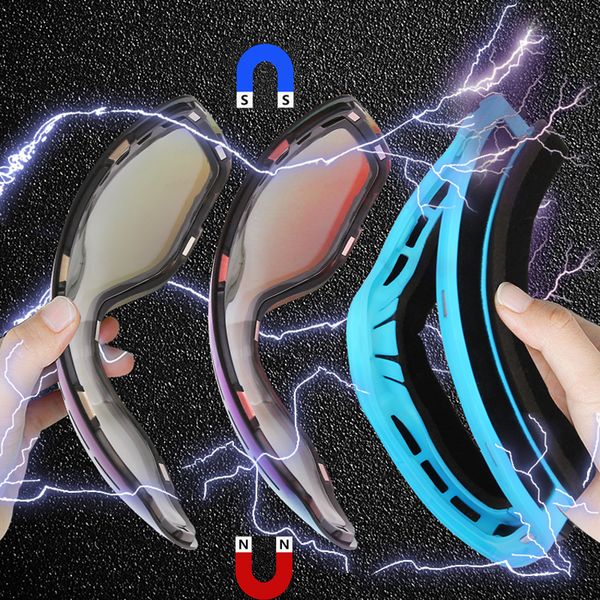 

2018 magnetic lenses ski goggles men women quick-change lens spherical mirror 100% uv400 protection anti-fog snowboard goggles