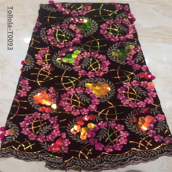 

french net velvet lace fabric 2019 latest african sequins lace fabric french mesh tulle lace fabric for wedding dress, Black;white