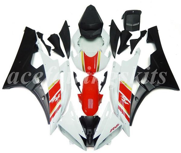 

4 gifts injection mold new abs motorcycle full fairings kit fit for yamaha yzf-r6 2006 2007 06 07 r6 bodywork set red white
