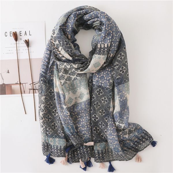 

lattice lovers thin section literature fan lin department of cotton scarf seasonal tide men and women, Blue;gray