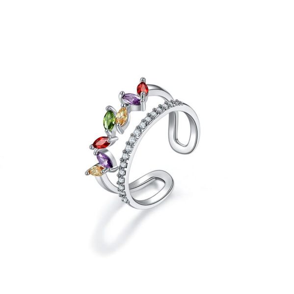 

open ring color zircon ring gold plating creativity jewellery for women and girls ing, Silver
