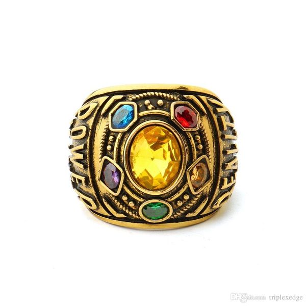 

marvel avengers infinity war big rhinestones ring thanos gold-color punk rings for women men fans' souvenir anniversary gift, Golden;silver