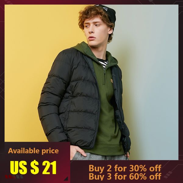 

metersbonwe 2019 down jacket men winter warm 90% white duck down hooded man baseball coat jaqueta masculino chaqueta hombre, Black