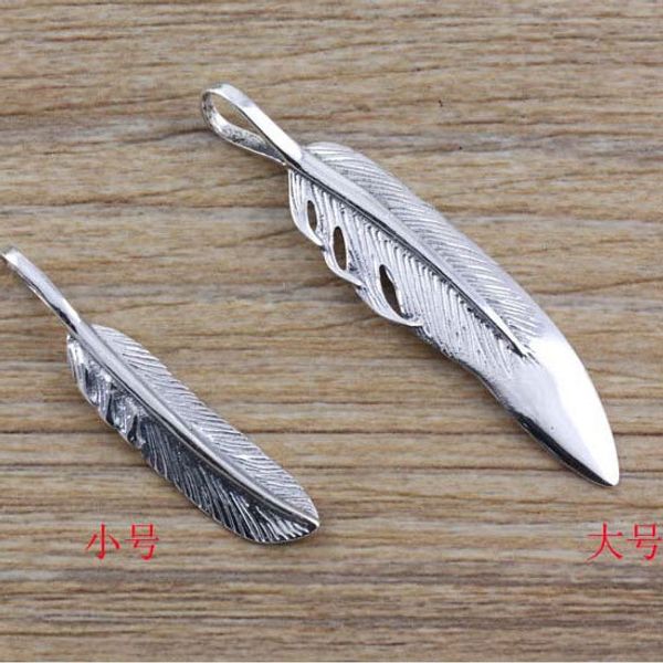 

takahashi kagura goro's handmade sterling silver feather pendant simple personality trendy silver necklace accessories jewelry