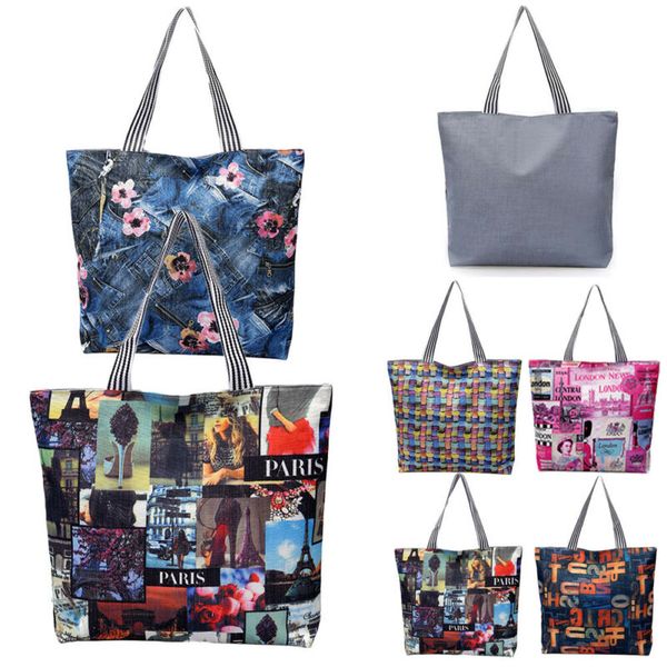 

новых женщины fshion trend печати холст сумки экология ladies многоразового tote сумки путешествие сумка плеча tote