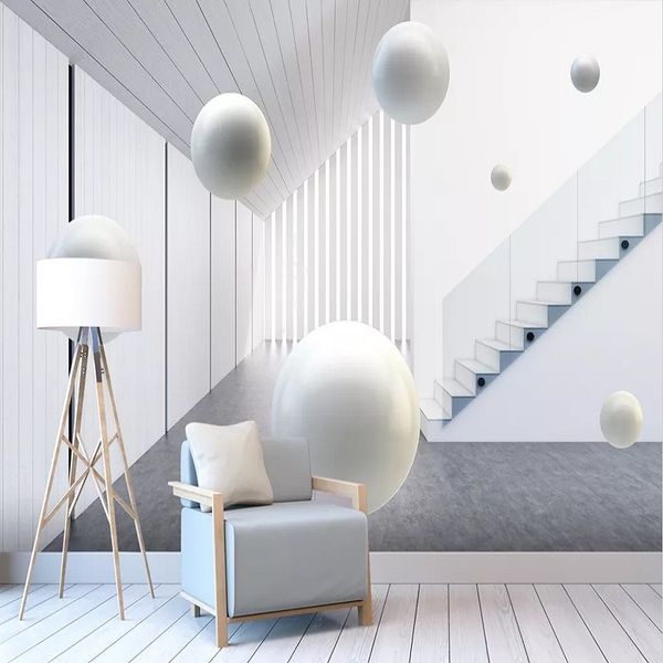 

custom large mural 3d wallpaper modern creative 3d expansion space sphere stairs tv wall decor deep 5d embossed