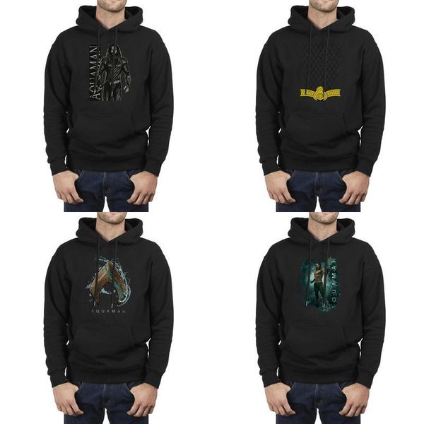 

мода мужчина аквамэн кино логотип dc comics черный winter толстовка, толстовки дизайн кулиска superhero толстовка весы поясной logo желтой, Black