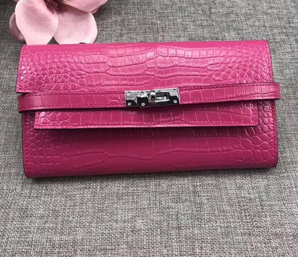 

2020 alligator wallet fashion brand women genuine leather fashion wallet all colors ing, Red;black