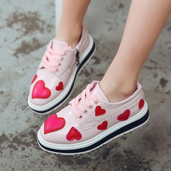 

2019 new children's girls' korean version child princess love british shoes, big kids leisure sneakers t200604, Black;red