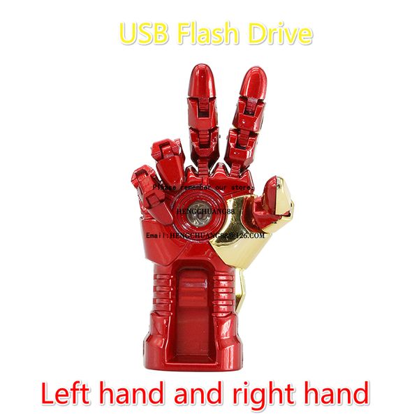 

cartoon ironman usb flash drive 128gb pen drive pendrive animated iron man hand 1/2/4/8/16/32/64/128 gb memory u stick left/right hand