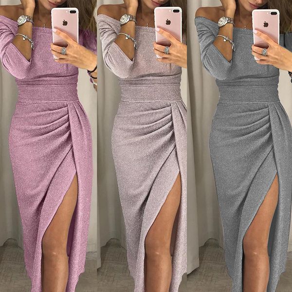 

party dress hip-slit slit dress evening dresses for women elegant off shoulder prom cocktail party wedding dresses irregular, White;black