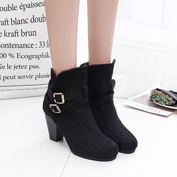 Zsooner Women S Ankle Boots Strappy Buckle Closed Toe Bootie