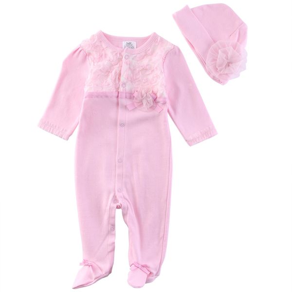 

младенческие детские девушки комбинезон кружева хлопок с длинным рукавом цельный комбинезон наряд мода baby girls foral одежда наборы с голо, Blue