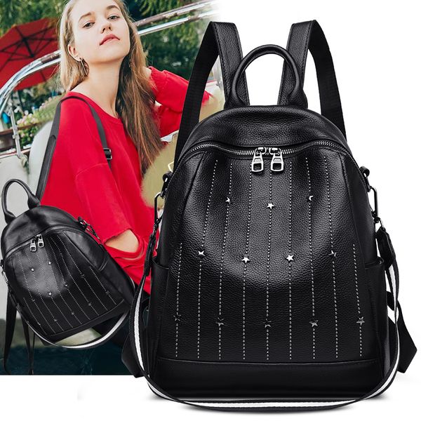 

yilian's new leather backpack is a stylish casual cowhide high-capacity backpack