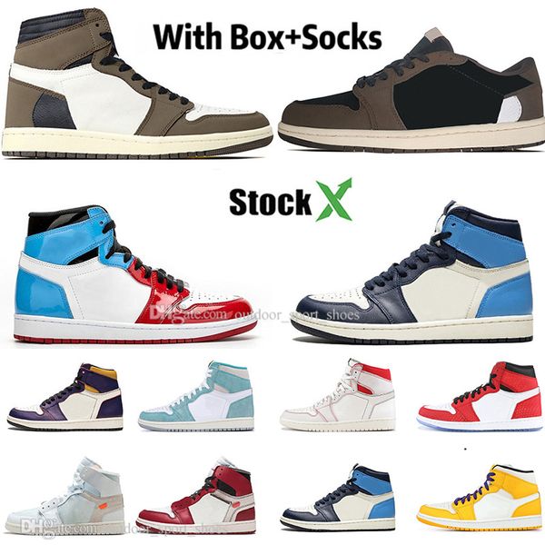 

1 high travis scotts low fearless obsidian mens basketball shoes spiderman unc 1s chicago banned bred toe men sport designer sneakers