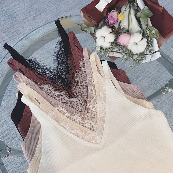 

женщина танки tops tank top summer женщины вязание топы без рукавов футболки твердые вершины трикотаж заплаты шнурка шеи сатин края 9 276, White