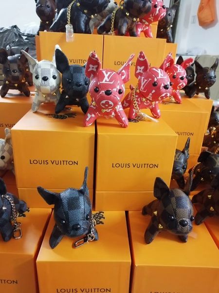 

law dog pendant and keychain monogram canvas fabric material gold metal car ornaments keychains and bag pendant, Silver