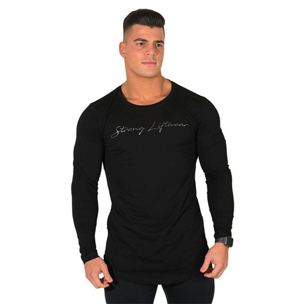 

designer high-elasticity sporting t-shirt men slim long sleeve fitness t shirt men's solid gyms bodybuilding t-shirt tee, White;black