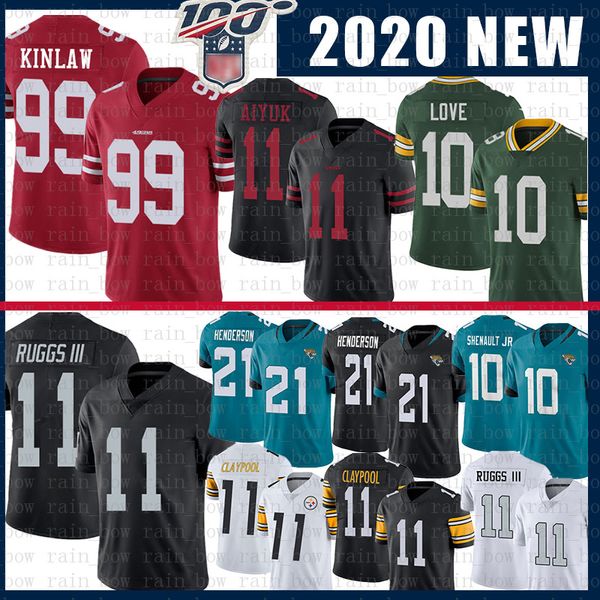 

love henry ruggs iii javon kinlaw brandon aiyuk jersey laviska shenault jr c.j. henderson chase claypool oakland raider 49er steeler, Black;red