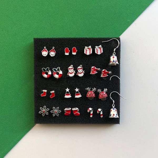 

christmas sweet candy earrings snowman kids couple gift box earrings mini s925 silver needle xmas jewelry cute earrings jj20077