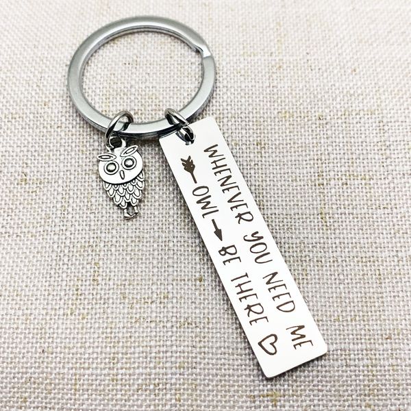 

keychain keychain friendship keychain whenever you need me owl be there sympathy gift stay strong gift, Silver