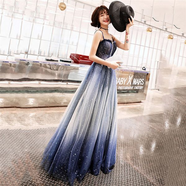 

elegant floor length evening party maxi mesh dress qipao spaghetti strap star sequins blue bridal wedding gown cheongsam, Red
